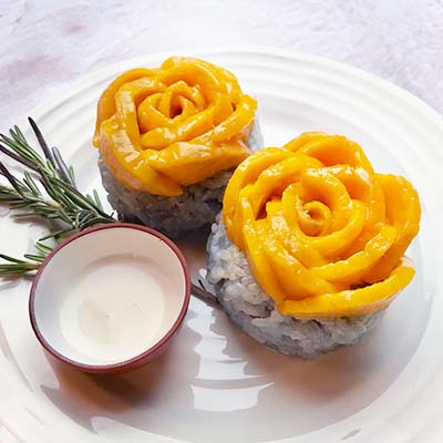 Creative and beautiful mango and blue sticky rice easy recipe